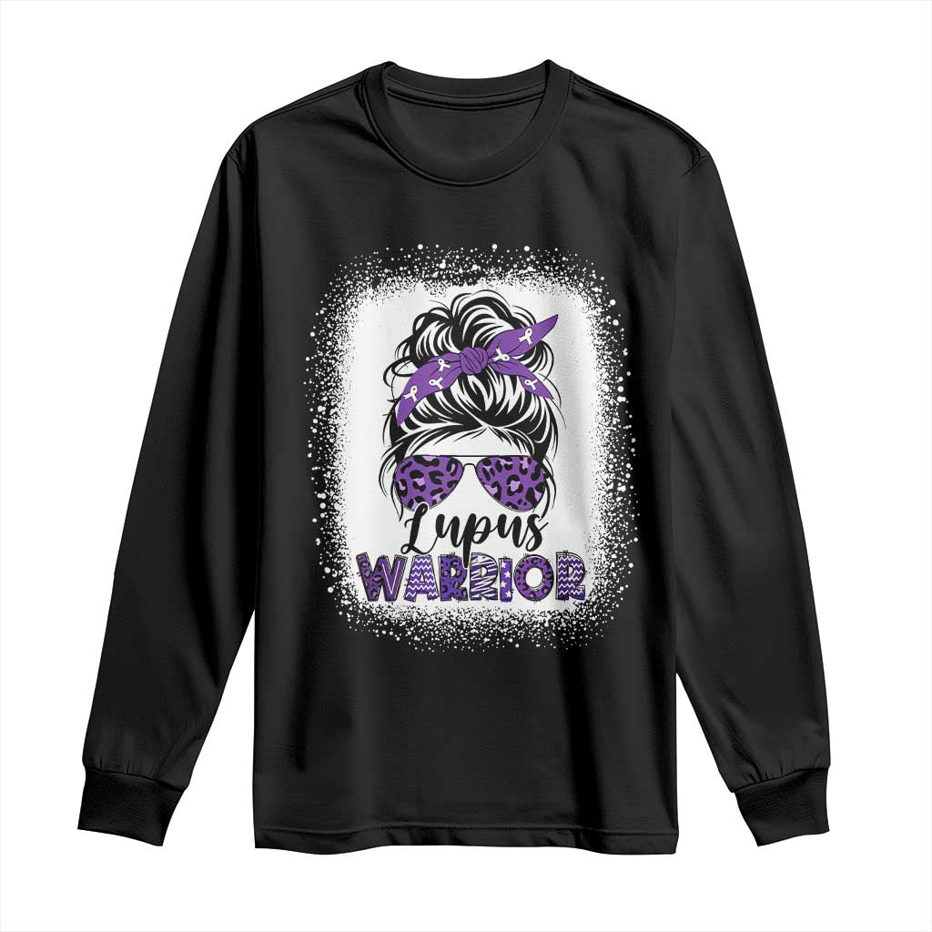 Lupus Warrior Long Sleeve Shirt Purple Ribbon Messy Bun Women TS10 Black Print Your Wear