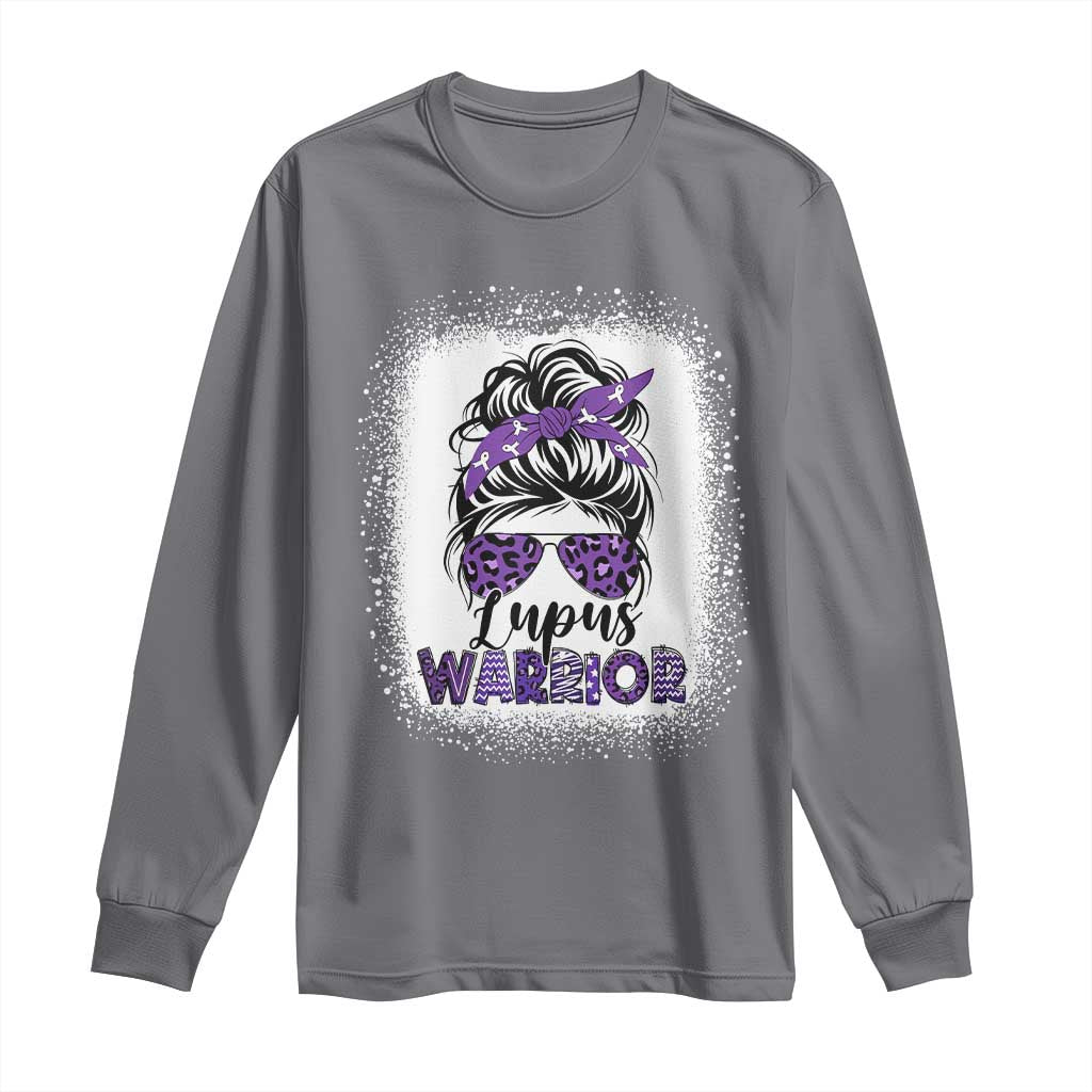 Lupus Warrior Long Sleeve Shirt Purple Ribbon Messy Bun Women TS10 Charcoal Print Your Wear