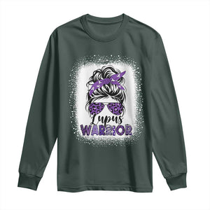 Lupus Warrior Long Sleeve Shirt Purple Ribbon Messy Bun Women TS10 Dark Forest Green Print Your Wear