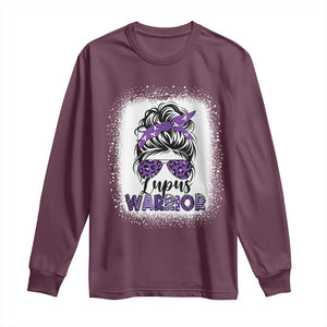 Lupus Warrior Long Sleeve Shirt Purple Ribbon Messy Bun Women TS10 Maroon Print Your Wear