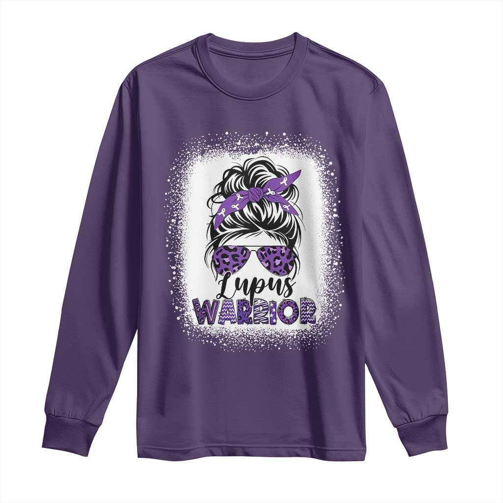 Lupus Warrior Long Sleeve Shirt Purple Ribbon Messy Bun Women TS10 Purple Print Your Wear