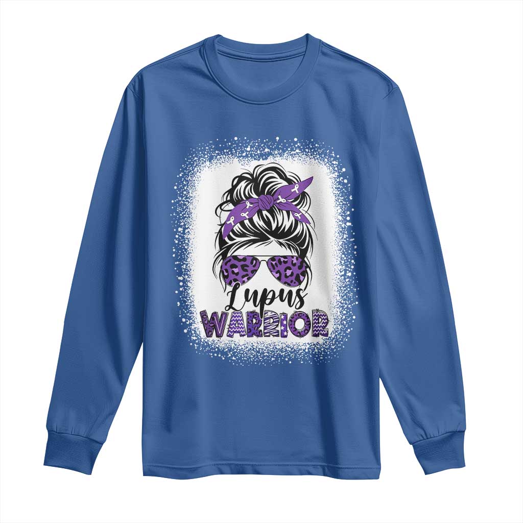 Lupus Warrior Long Sleeve Shirt Purple Ribbon Messy Bun Women TS10 Royal Blue Print Your Wear