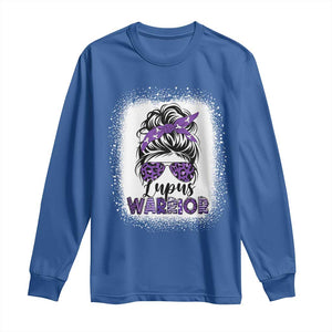 Lupus Warrior Long Sleeve Shirt Purple Ribbon Messy Bun Women TS10 Royal Blue Print Your Wear