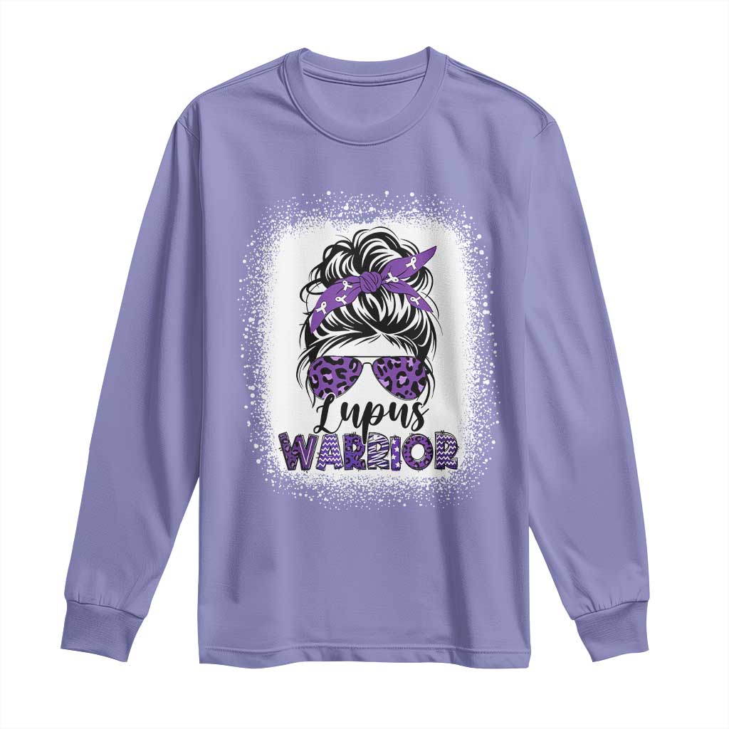 Lupus Warrior Long Sleeve Shirt Purple Ribbon Messy Bun Women TS10 Violet Print Your Wear