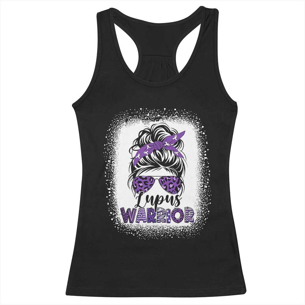 Lupus Warrior Racerback Tank Top Purple Ribbon Messy Bun Women TS10 Black Print Your Wear