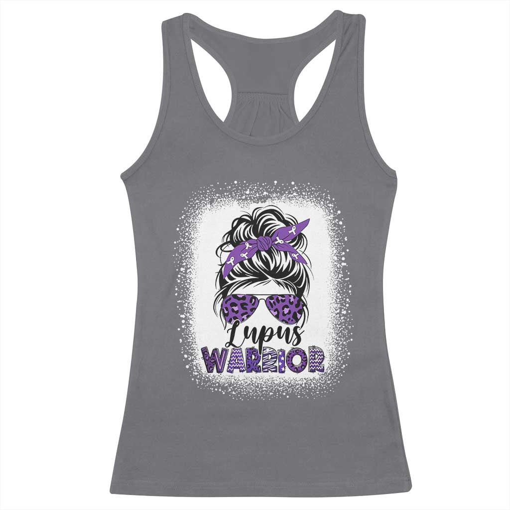 Lupus Warrior Racerback Tank Top Purple Ribbon Messy Bun Women TS10 Charcoal Print Your Wear