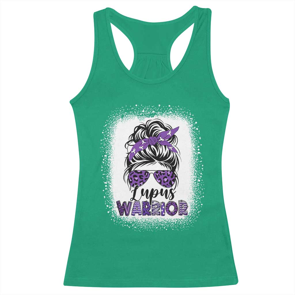 Lupus Warrior Racerback Tank Top Purple Ribbon Messy Bun Women TS10 Irish Green Print Your Wear