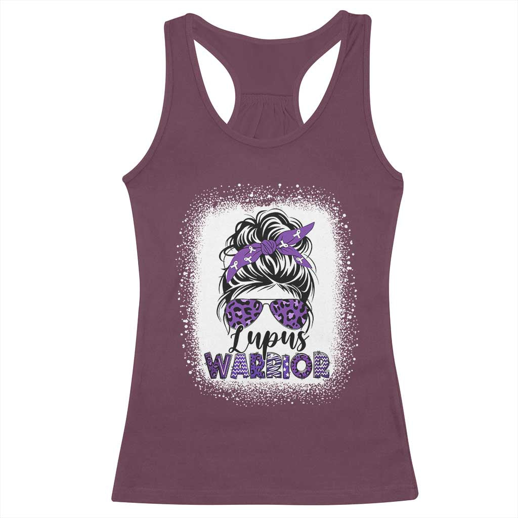 Lupus Warrior Racerback Tank Top Purple Ribbon Messy Bun Women TS10 Maroon Print Your Wear