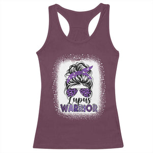 Lupus Warrior Racerback Tank Top Purple Ribbon Messy Bun Women TS10 Maroon Print Your Wear