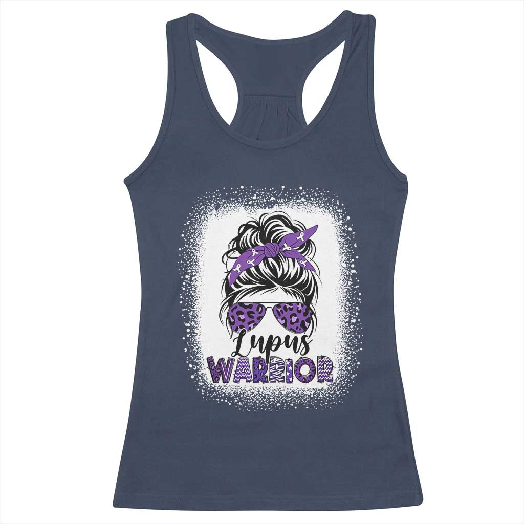 Lupus Warrior Racerback Tank Top Purple Ribbon Messy Bun Women TS10 Navy Print Your Wear
