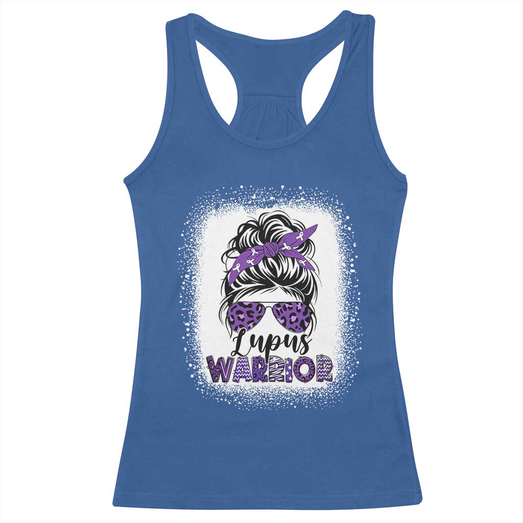 Lupus Warrior Racerback Tank Top Purple Ribbon Messy Bun Women TS10 Royal Blue Print Your Wear