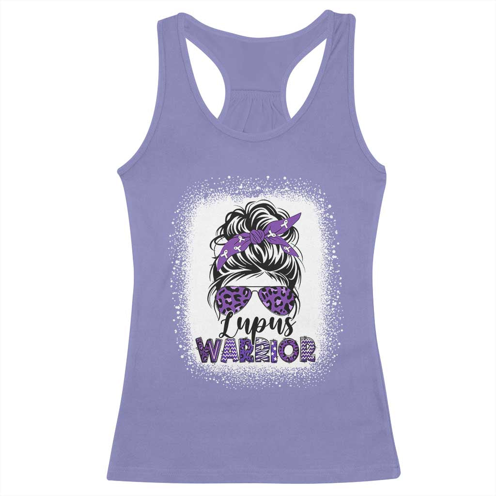 Lupus Warrior Racerback Tank Top Purple Ribbon Messy Bun Women TS10 Violet Print Your Wear