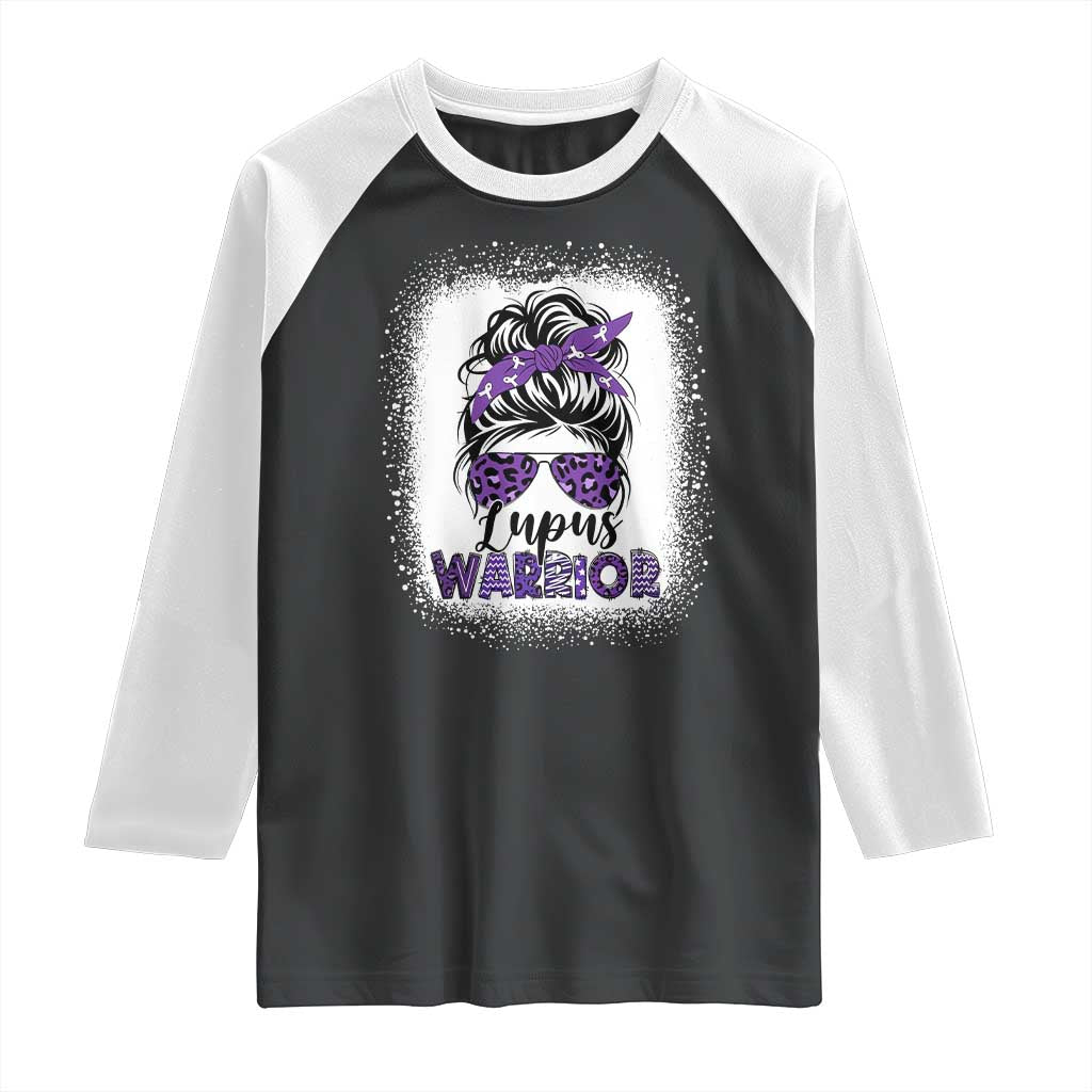 Lupus Warrior Raglan Shirt Purple Ribbon Messy Bun Women TS10 Black White Print Your Wear
