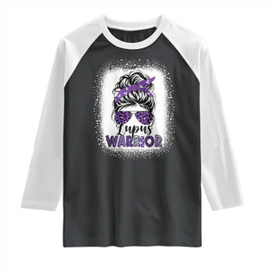 Lupus Warrior Raglan Shirt Purple Ribbon Messy Bun Women TS10 Black White Print Your Wear
