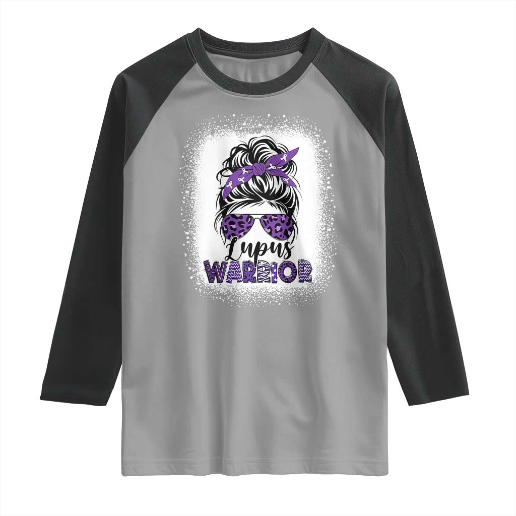 Lupus Warrior Raglan Shirt Purple Ribbon Messy Bun Women TS10 Sport Gray Black Print Your Wear