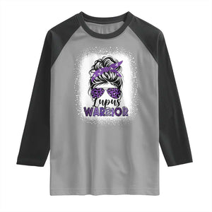 Lupus Warrior Raglan Shirt Purple Ribbon Messy Bun Women TS10 Sport Gray Black Print Your Wear