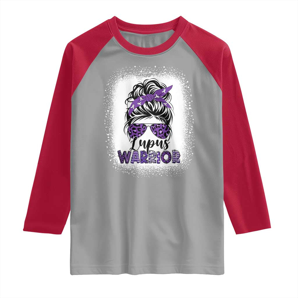 Lupus Warrior Raglan Shirt Purple Ribbon Messy Bun Women TS10 Sport Gray Red Print Your Wear