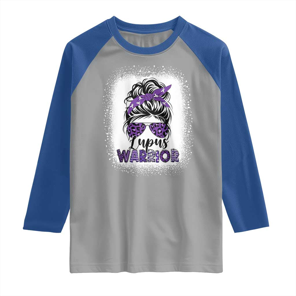 Lupus Warrior Raglan Shirt Purple Ribbon Messy Bun Women TS10 Sport Gray Royal Print Your Wear