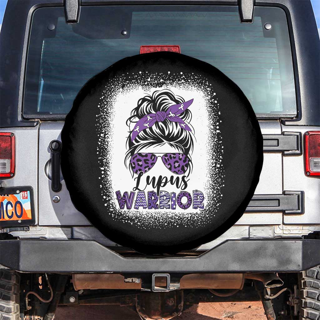 Lupus Warrior Spare Tire Cover Purple Ribbon Messy Bun Women TS10 No hole Black Print Your Wear