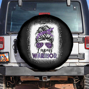 Lupus Warrior Spare Tire Cover Purple Ribbon Messy Bun Women TS10 No hole Black Print Your Wear