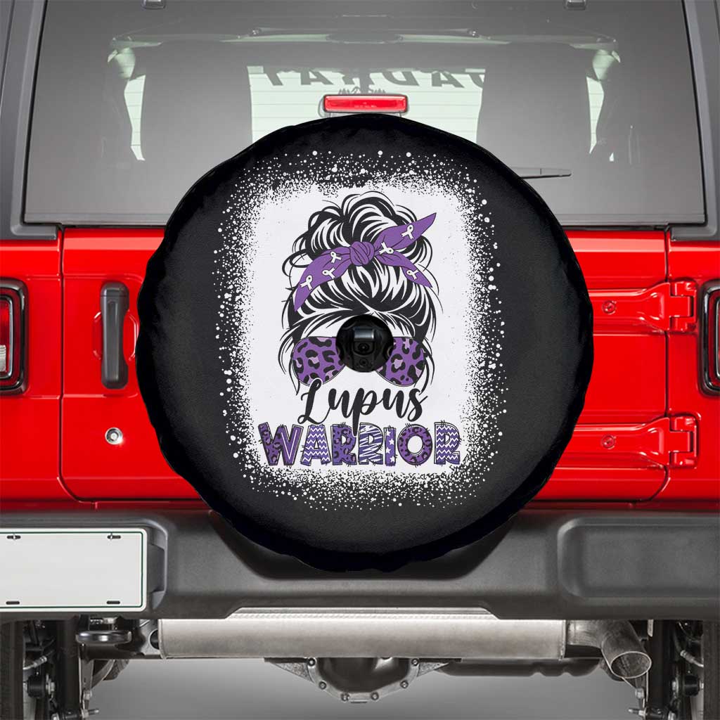 Lupus Warrior Spare Tire Cover Purple Ribbon Messy Bun Women TS10 Black Print Your Wear