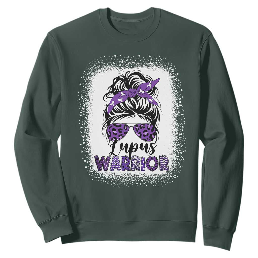 Lupus Warrior Sweatshirt Purple Ribbon Messy Bun Women TS10 Dark Forest Green Print Your Wear