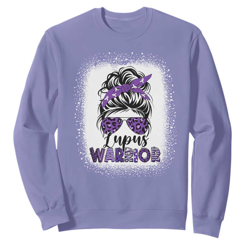 Lupus Warrior Sweatshirt Purple Ribbon Messy Bun Women TS10 Violet Print Your Wear