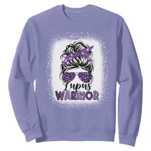 Lupus Warrior Sweatshirt Purple Ribbon Messy Bun Women TS10 Violet Print Your Wear