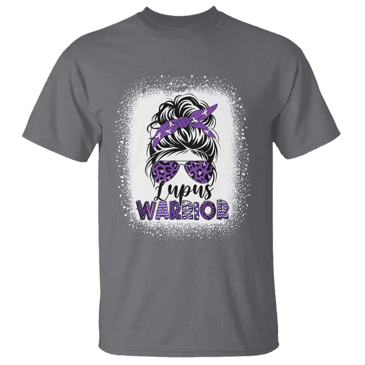 Lupus Warrior T Shirt Purple Ribbon Messy Bun Women TS10 Charcoal Print Your Wear