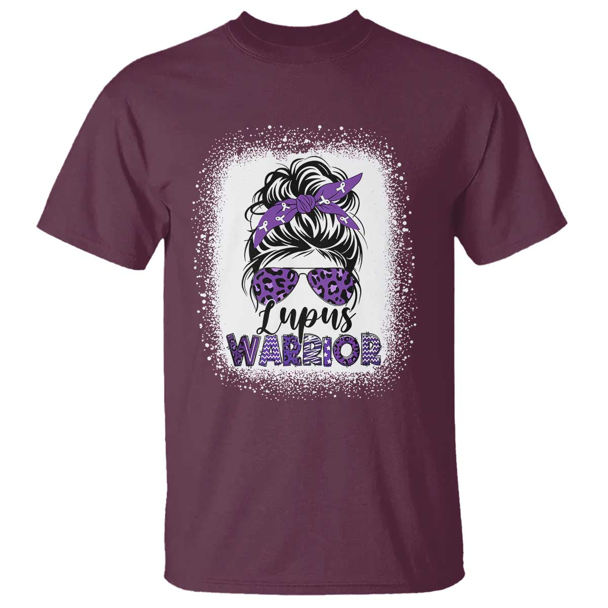 Lupus Warrior T Shirt Purple Ribbon Messy Bun Women TS10 Maroon Print Your Wear