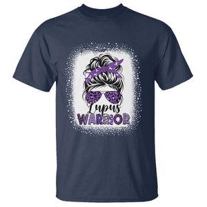 Lupus Warrior T Shirt Purple Ribbon Messy Bun Women TS10 Navy Print Your Wear