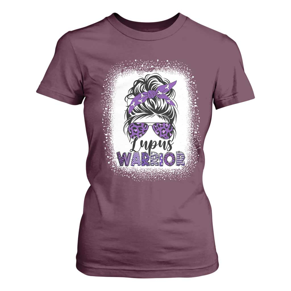 Lupus Warrior T Shirt For Women Purple Ribbon Messy Bun Women TS10 Maroon Print Your Wear