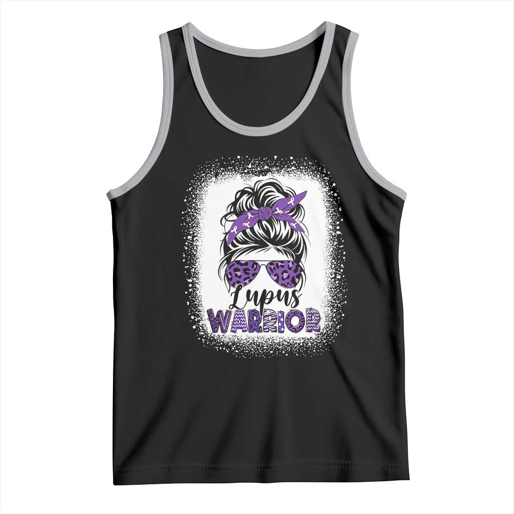 Lupus Warrior Tank Top Purple Ribbon Messy Bun Women TS10 Black Athletic Heather Print Your Wear