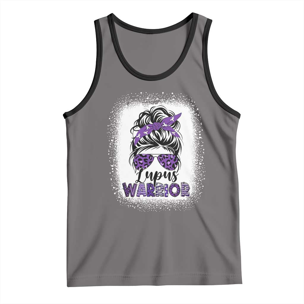 Lupus Warrior Tank Top Purple Ribbon Messy Bun Women TS10 Deep Heather Black Print Your Wear