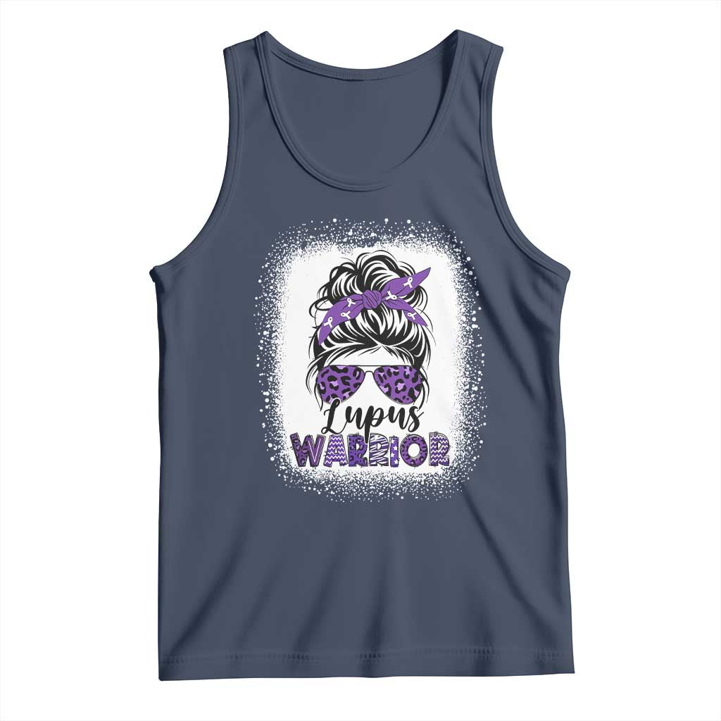 Lupus Warrior Tank Top Purple Ribbon Messy Bun Women TS10 Navy Print Your Wear