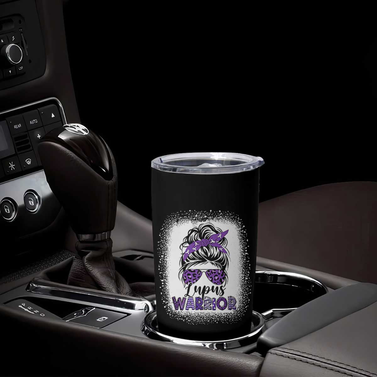 Lupus Warrior Tumbler Cup Purple Ribbon Messy Bun Women TS10 Print Your Wear
