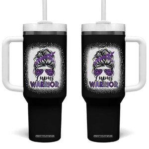 Lupus Warrior Tumbler With Handle Purple Ribbon Messy Bun Women TS10 One Size: 40 oz Black Print Your Wear