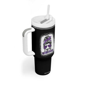 Lupus Warrior Tumbler With Handle Purple Ribbon Messy Bun Women TS10 Print Your Wear
