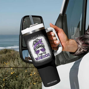 Lupus Warrior Tumbler With Handle Purple Ribbon Messy Bun Women TS10 Print Your Wear