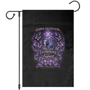 Lupus Awareness Garden Flag Lion Purple Ribbon My God Is Stronger Than Lupus TS10 Black Print Your Wear