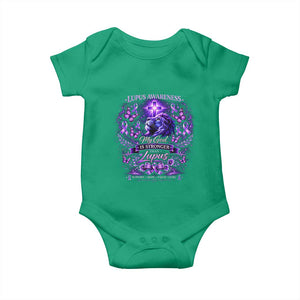 Lupus Awareness Baby Onesie Lion Purple Ribbon My God Is Stronger Than Lupus TS10 Irish Green Print Your Wear