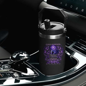 Lupus Awareness Flip Straw Tumbler Lion Purple Ribbon My God Is Stronger Than Lupus TS10 Print Your Wear