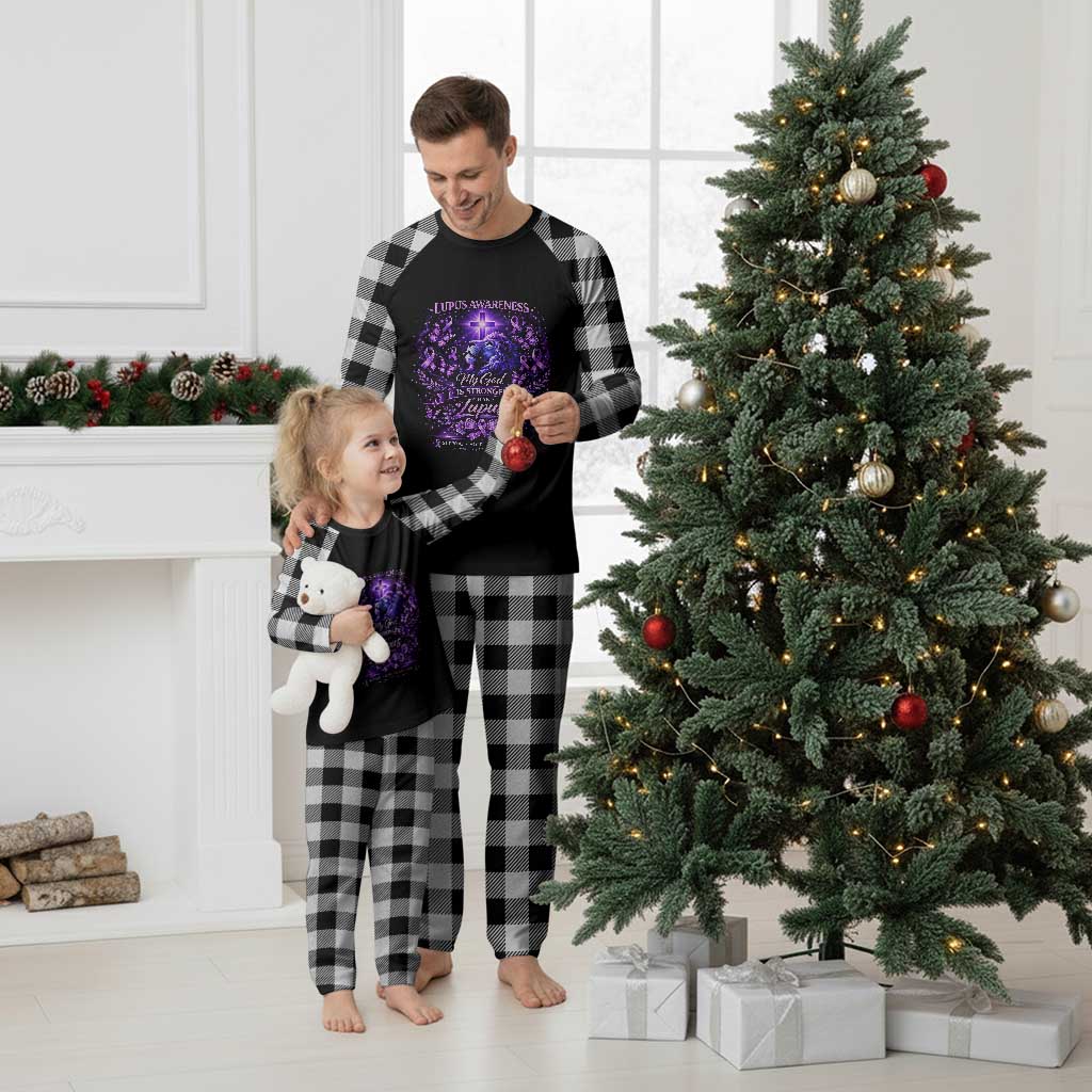 Lupus Awareness Plaid Pajama Set Lion Purple Ribbon My God Is Stronger Than Lupus TS10 White Plaid Print Your Wear