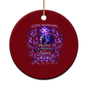 Lupus Awareness Ceramic Ornament Lion Purple Ribbon My God Is Stronger Than Lupus TS10 1pc Red Print Your Wear