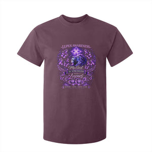 Lupus Awareness T Shirt For Kid Lion Purple Ribbon My God Is Stronger Than Lupus TS10 Maroon Print Your Wear