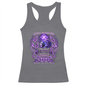Lupus Awareness Racerback Tank Top Lion Purple Ribbon My God Is Stronger Than Lupus TS10 Charcoal Print Your Wear