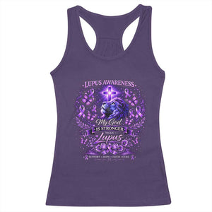 Lupus Awareness Racerback Tank Top Lion Purple Ribbon My God Is Stronger Than Lupus TS10 Purple Print Your Wear
