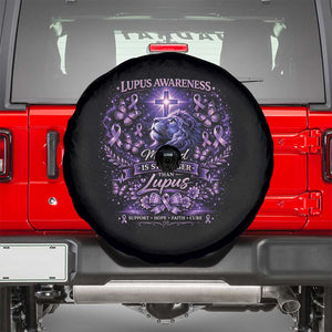 Lupus Awareness Spare Tire Cover Lion Purple Ribbon My God Is Stronger Than Lupus TS10 Black Print Your Wear