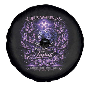 Lupus Awareness Spare Tire Cover Lion Purple Ribbon My God Is Stronger Than Lupus TS10 Print Your Wear