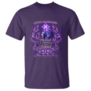 Lupus Awareness T Shirt Lion Purple Ribbon My God Is Stronger Than Lupus TS10 Purple Print Your Wear